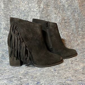 Arturo Chiang Fringe Heeled Booties